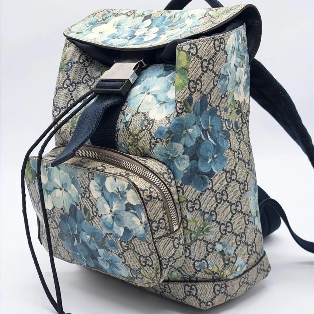 Gucci Blue Floral Pattern Backpack